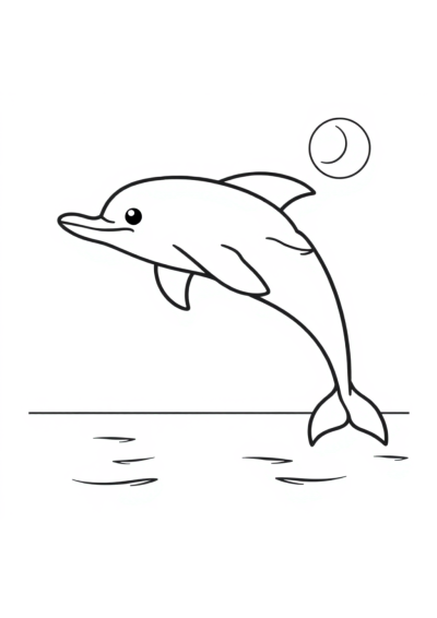 Dolphin Jumping At Night Coloring Page
