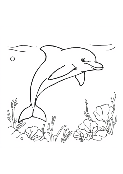 Dolphin Jumping Underwater Coloring Page