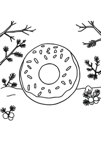 Donut With Sprinkles In Winter Coloring Page