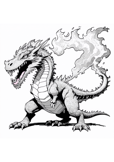 Dragon Breathing Fire Coloring Page