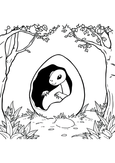 Dragon Egg Hatching In Forest Coloring Page