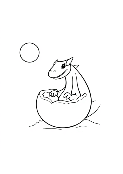 Dragon Egg Hatching In Space Coloring Page
