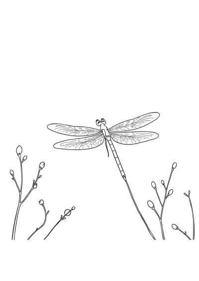 Dragonfly In Winter Coloring Page