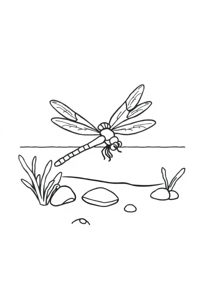 Dragonfly On Beach Coloring Page