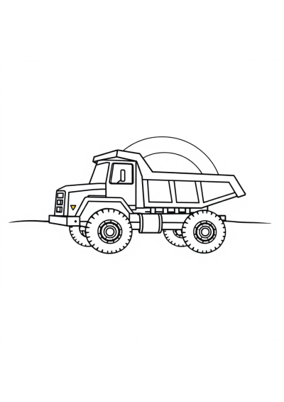 Dump Truck At Sunset Coloring Page