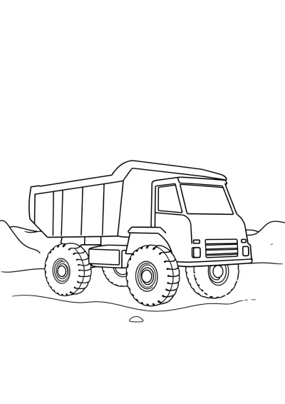 Dump Truck On Beach Coloring Page