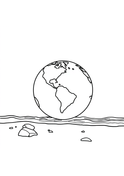 Earth From Space On Beach Coloring Page