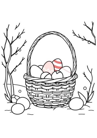 Easter Basket In Winter Coloring Page