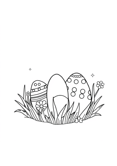 Easter Eggs Decorated In Space Coloring Page