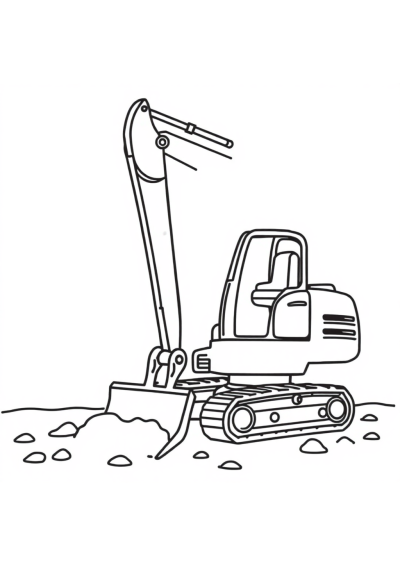 Excavator Digging On Beach Coloring Page