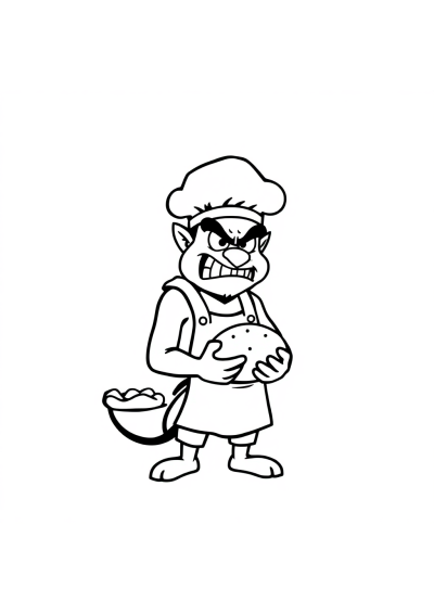 Fierce Baker With Bread Coloring Page