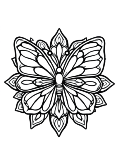 Fierce Butterfly Mandala Coloring Page