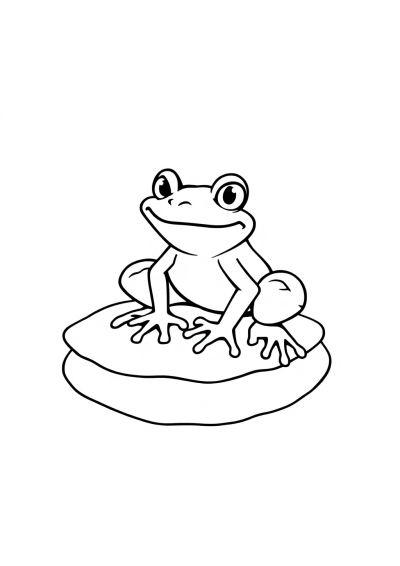 Fierce Frog On Lily Pad Coloring Page