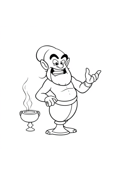 Fierce Genie From Lamp Coloring Page