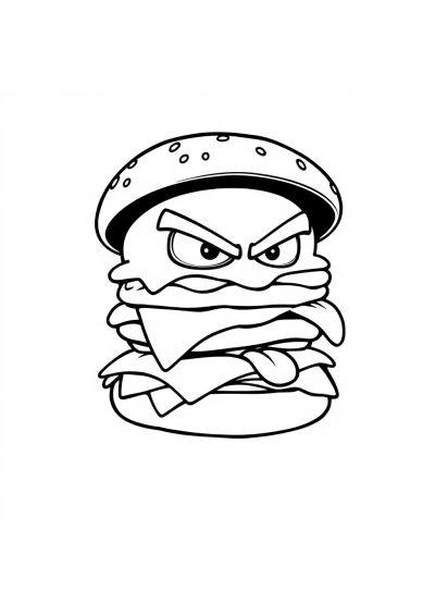 Fierce Hamburger Coloring Page