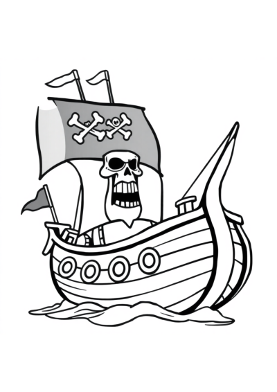 Printable Fierce Pirate Ship Coloring Page
