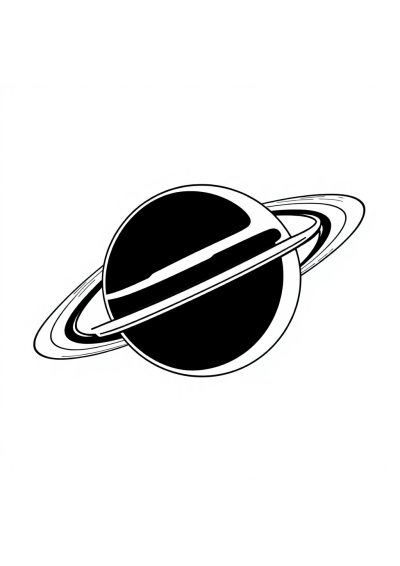 Fierce Planet Saturn With Rings Coloring Page