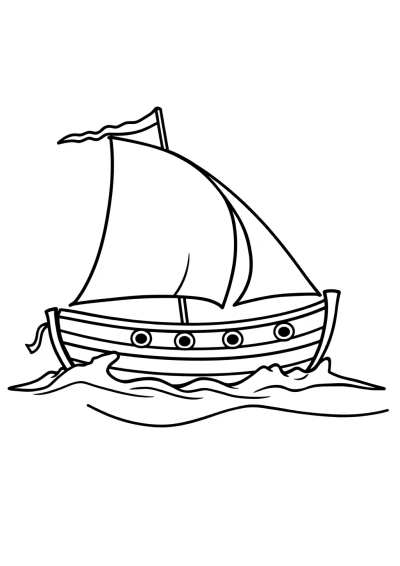 Fierce Sailboat On Water Coloring Page