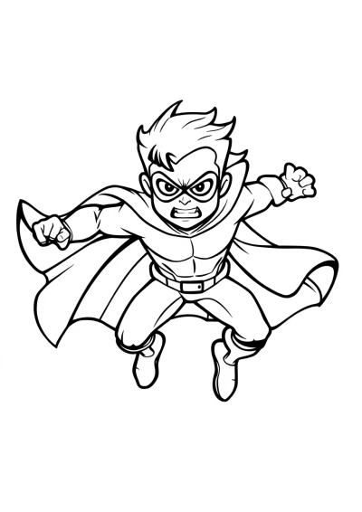 Fierce Superhero Flying Coloring Page