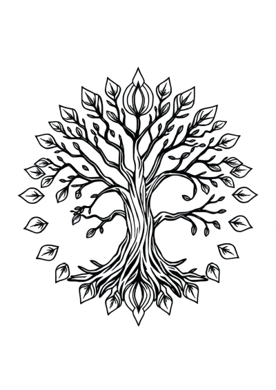 Fierce Tree Of Life Mandala Coloring Page