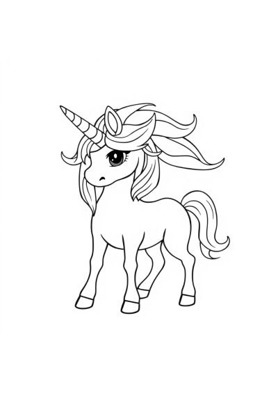 Fierce Unicorn With Rainbow Mane Coloring Page