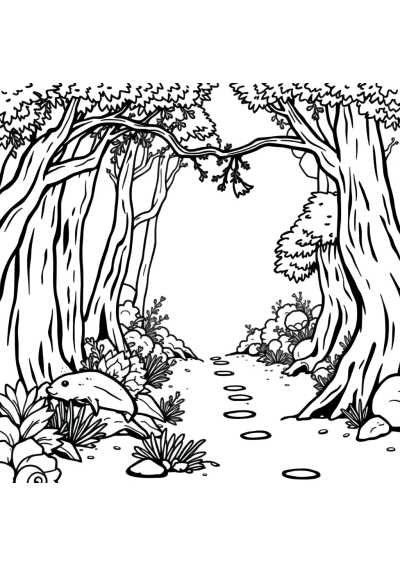 Forest Path Underwater Coloring Page
