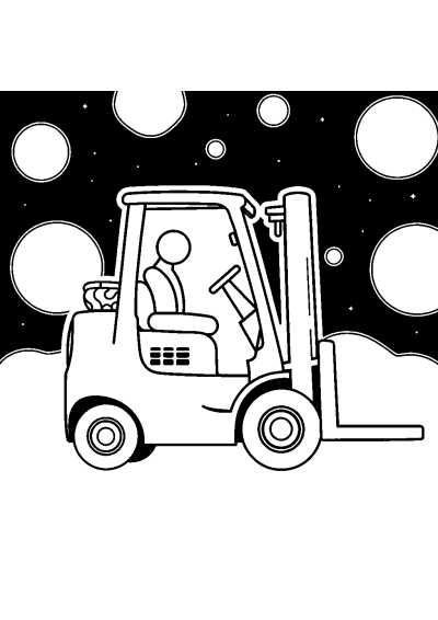 Forklift In Space Coloring Page