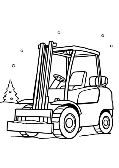 Forklift In Winter Coloring Page
