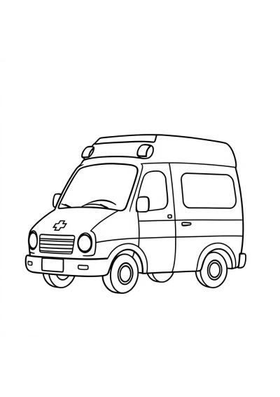 Friendly Ambulance Coloring Page