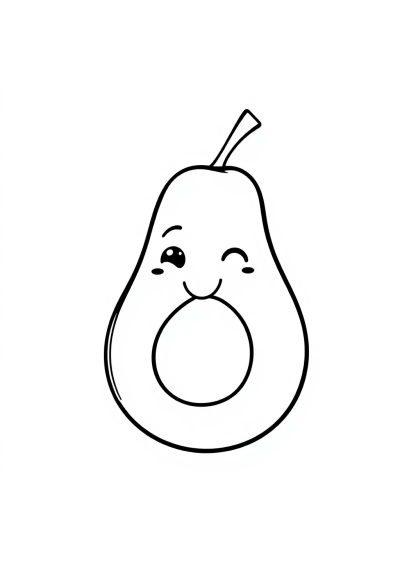 Friendly Avocado Coloring Page