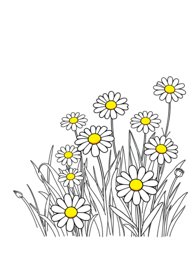 Friendly Daisy Meadow Coloring Page