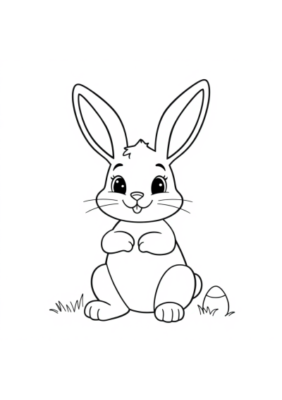 Friendly Easter Bunny Coloring Page