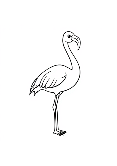 Friendly Flamingo Standing Coloring Page