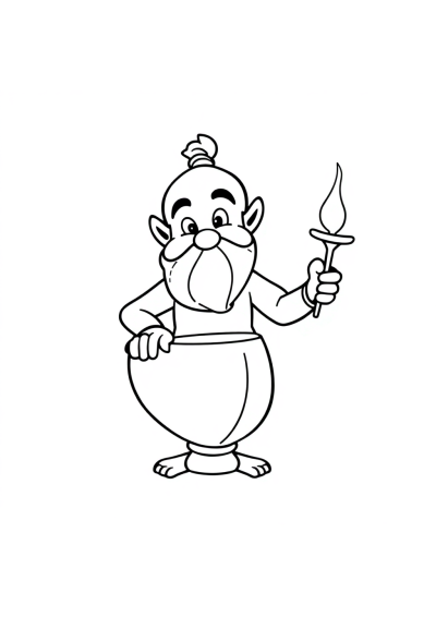 Friendly Genie From Lamp Coloring Page