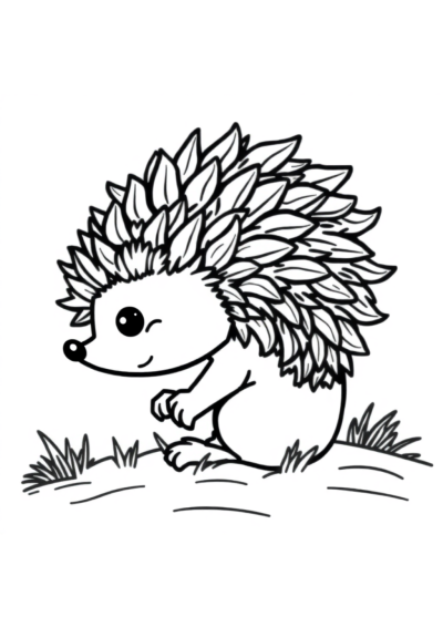 Friendly Hedgehog Curled Up Coloring Page