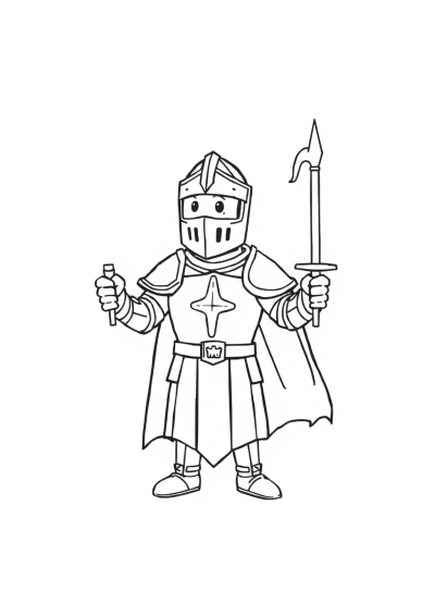 Friendly Knight In Armor Coloring Page
