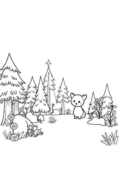 Friendly Magical Forest Coloring Page