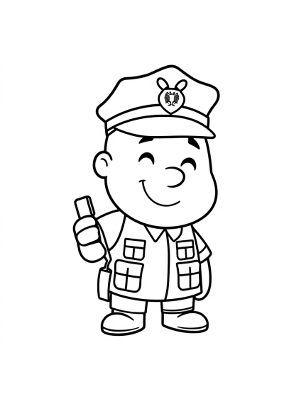 Friendly Police Officer Coloring Page