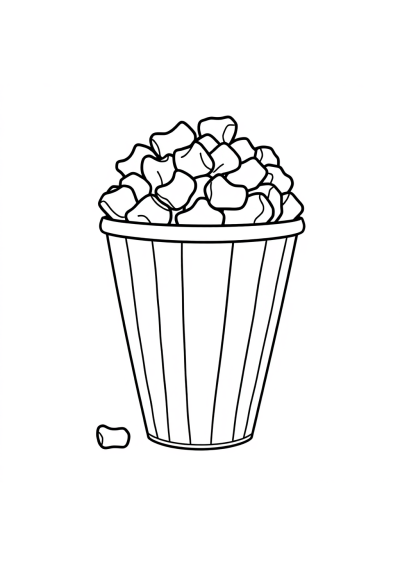 Friendly Popcorn Bucket Coloring Page