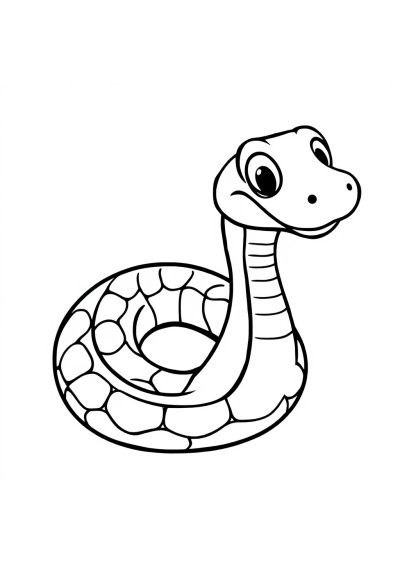 Friendly Snake Coiled Coloring Page