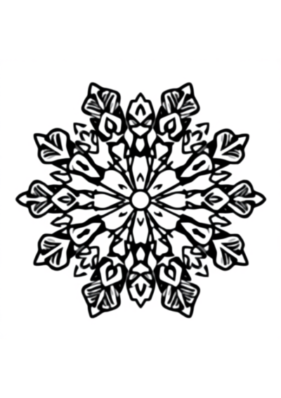 Friendly Snowflake Mandala Coloring Page