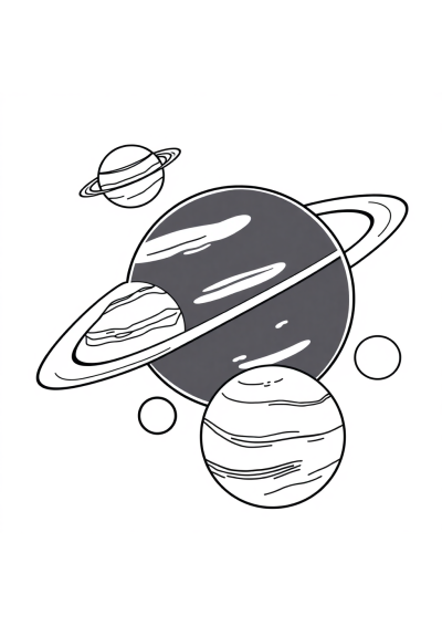 Friendly Solar System Planets Coloring Page