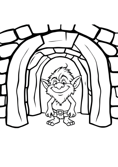 Friendly Troll Under Bridge Coloring Page