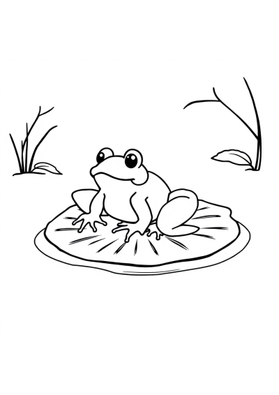 Frog On Lily Pad In Winter Coloring Page