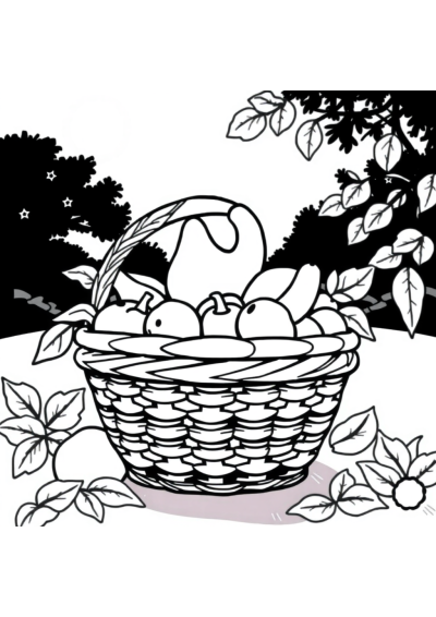Fruit Basket At Night Coloring Page