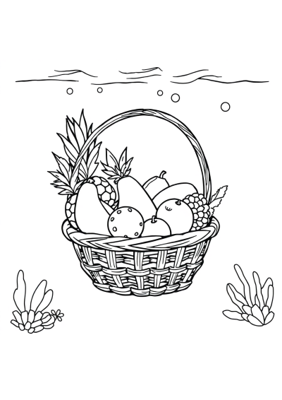 Fruit Basket Underwater Coloring Page