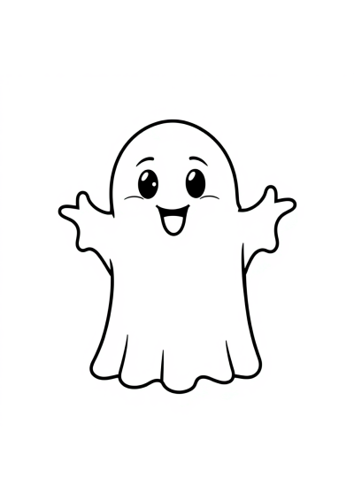 Funny Ghost Friendly Coloring Page