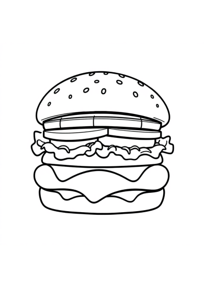 Funny Hamburger Coloring Page