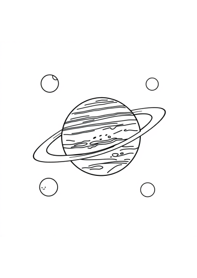 Funny Jupiter And Moons Coloring Page