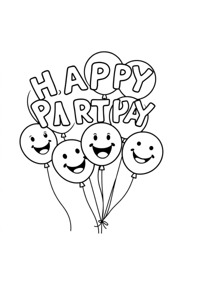 Funny Party Balloons Coloring Page